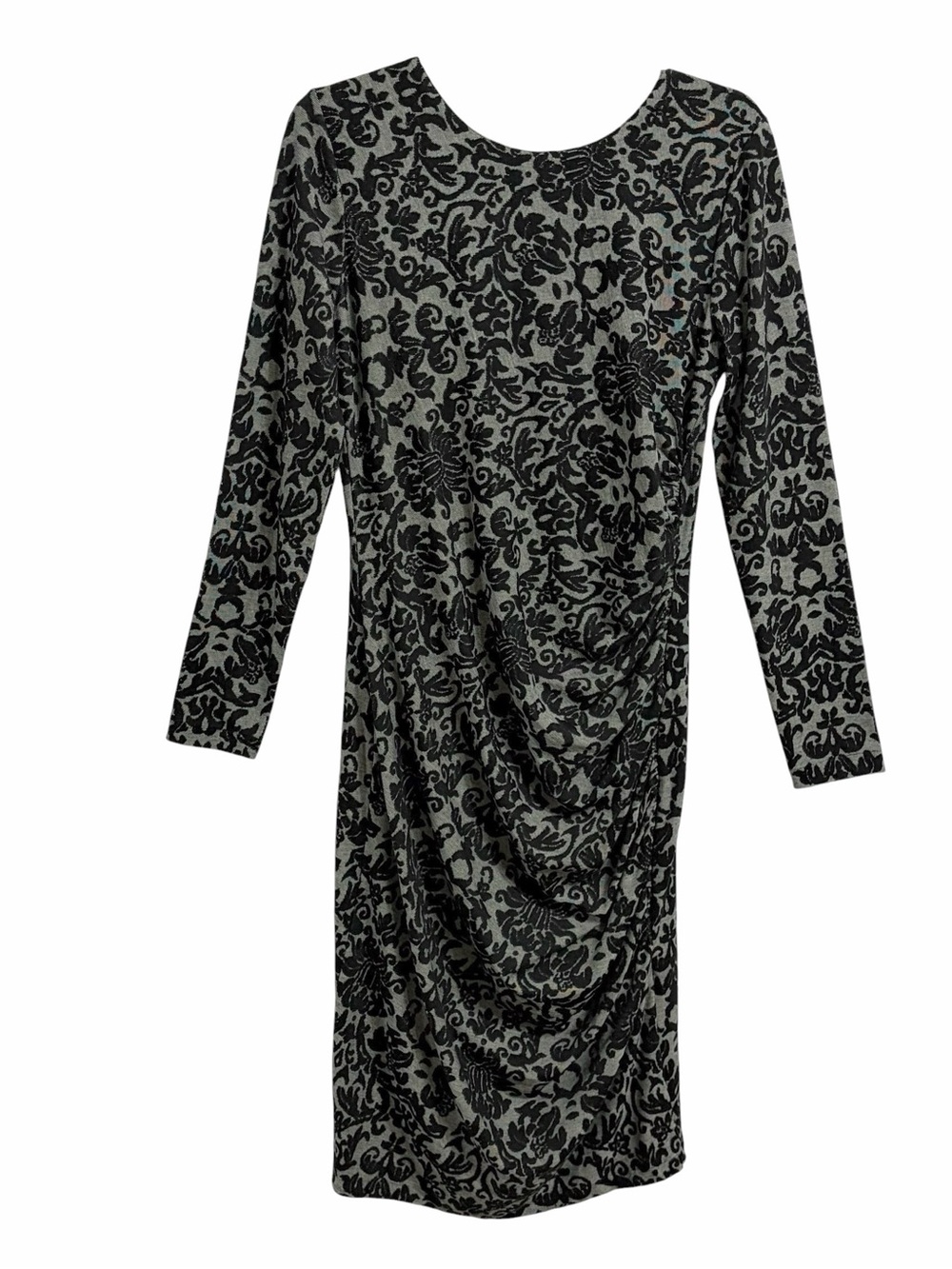 Anthropologie Ganni Monica Courtly Jaquard Bodycon Midi Dress Womens XL Black